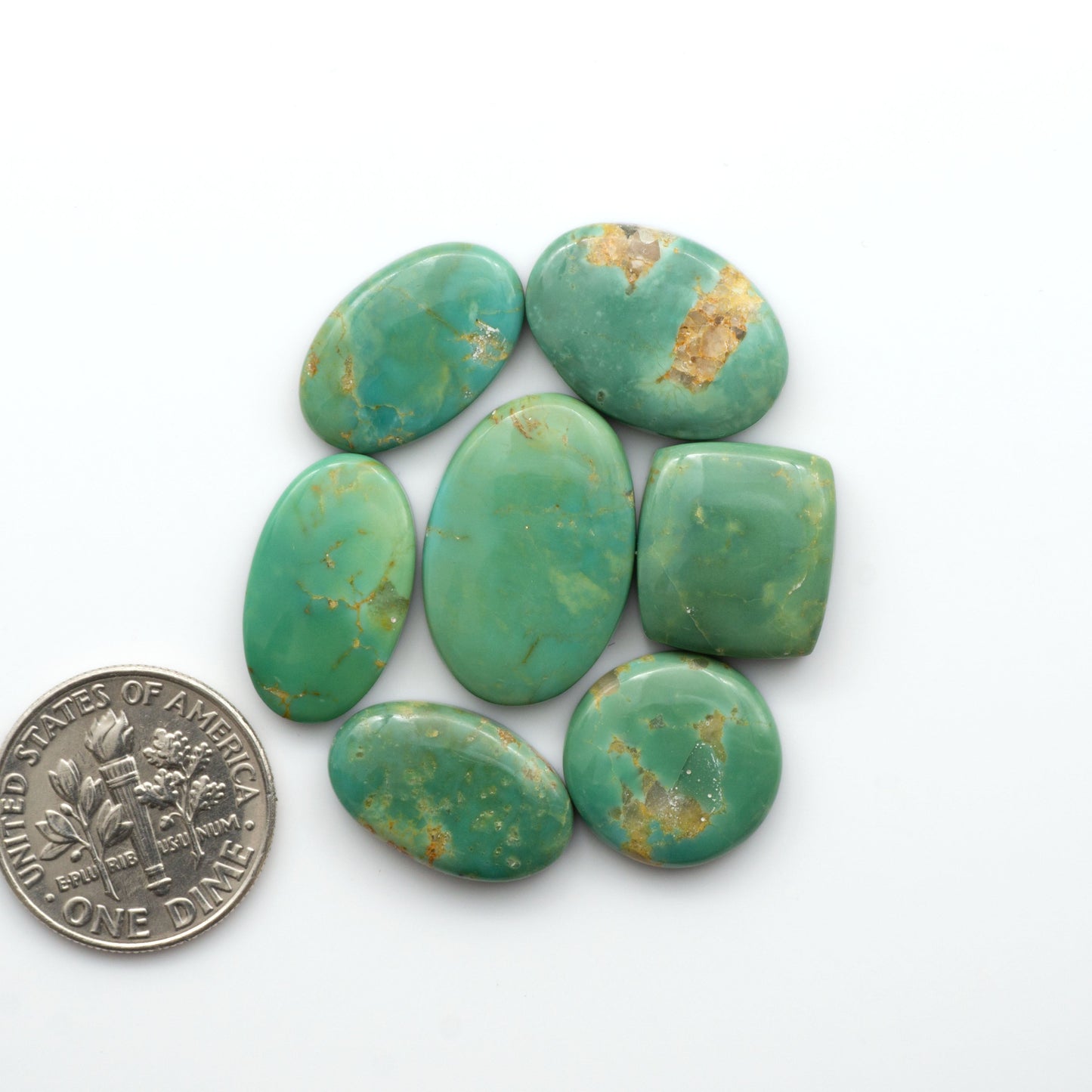 Experience the beauty of Turquoise Mountain Cabochons. With their distinctive blue and green color, these gemstones are perfect for any jewelry piece.