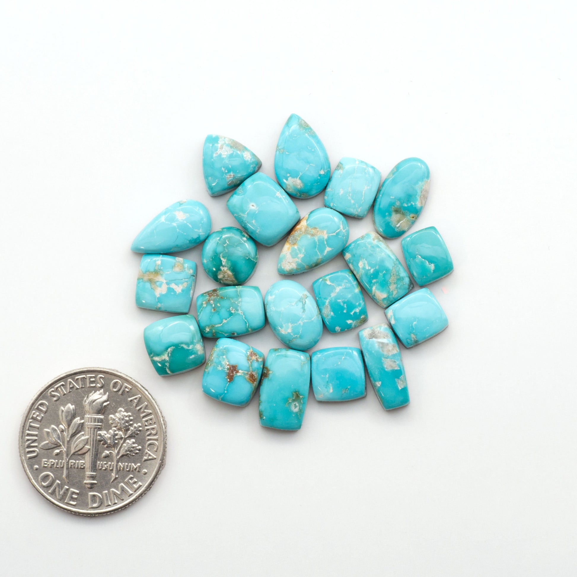 Experience the unique beauty of Fox Turquoise, mined in Nevada, USA. These natural cabochons are backed for added strength. 