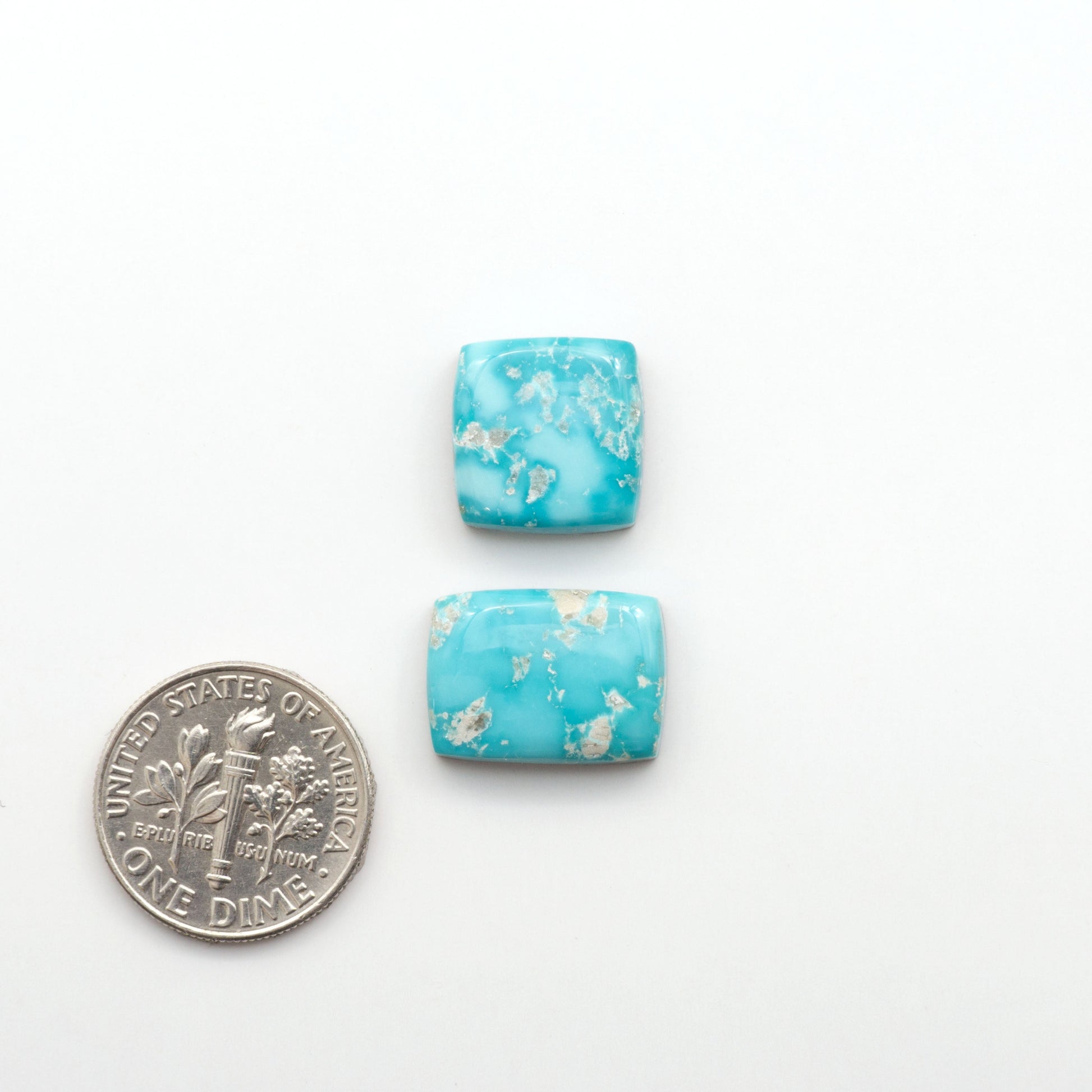 Experience the unique beauty of Fox Turquoise, mined in Nevada, USA. These natural cabochons are backed for added strength. 