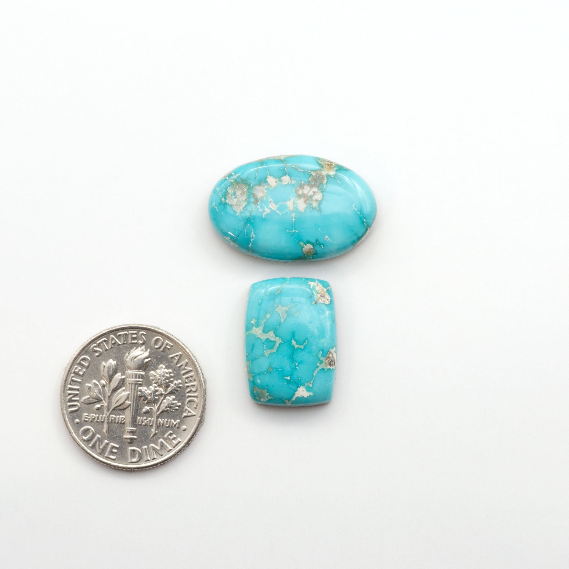 Experience the unique beauty of Fox Turquoise, mined in Nevada, USA. These natural cabochons are backed for added strength. 