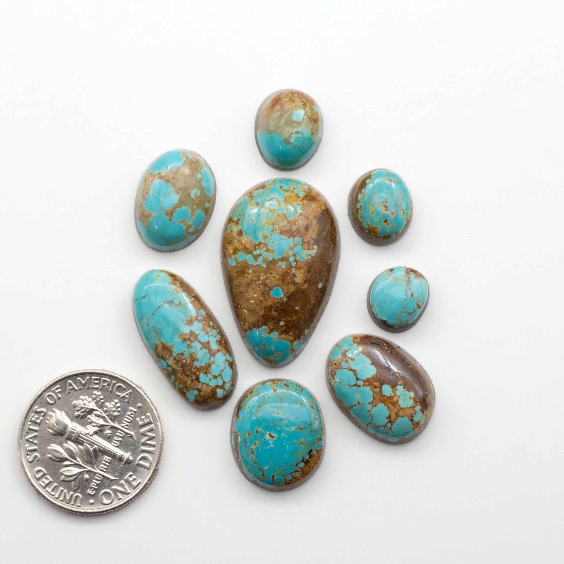 Number 8 Turquoise Cabochons have been selected for their quality and unique appearance. Don't miss the chance to add a one-of-a-kind piece to your collection.