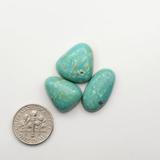 Nacozari turquoise cabochons are striking gemstones known for their vibrant blue to greenish-blue colors and pyrite, these stones are prized in jewelry making.