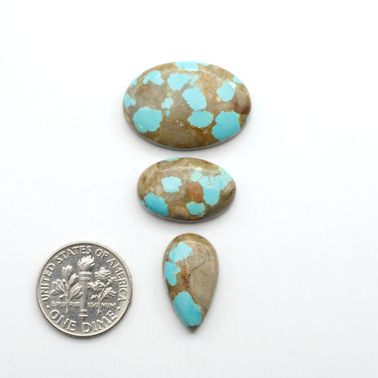 Number 8 Turquoise Cabochons have been selected for their quality and unique appearance. Don't miss the chance to add a one-of-a-kind piece to your collection.