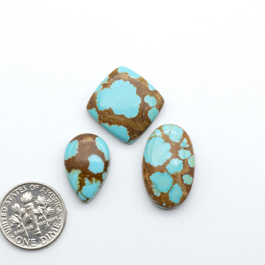 Number 8 Turquoise Cabochons have been selected for their quality and unique appearance. Don't miss the chance to add a one-of-a-kind piece to your collection.
