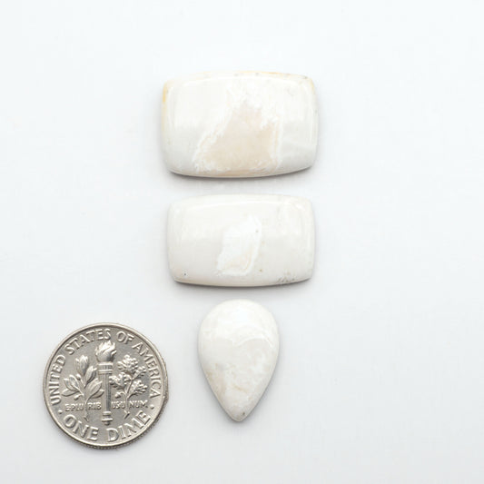 Natural White Buffalo Stone Cabochons are semi-precious gemstones cut into shapes ideal for jewelry-making, making them an excellent choice for artisans.