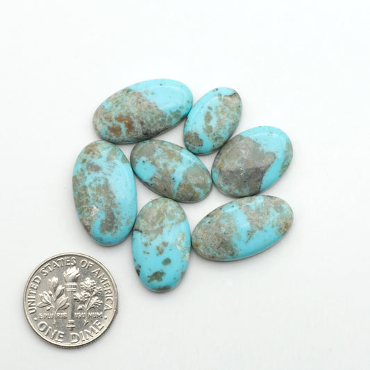 Nacozari turquoise cabochons are striking gemstones known for their vibrant blue to greenish-blue colors and pyrite, these stones are prized in jewelry making.