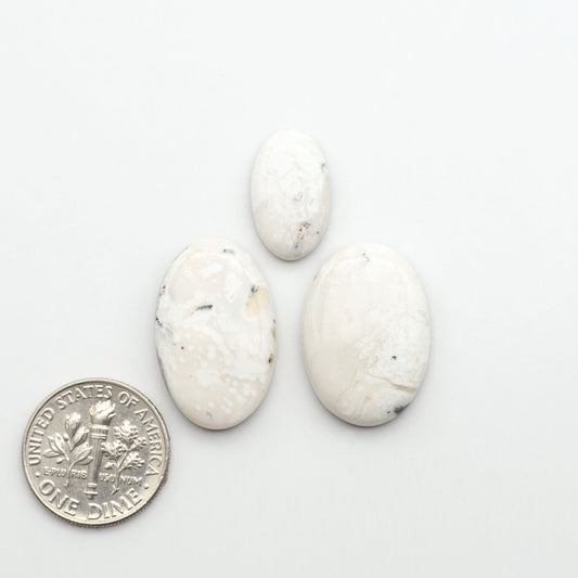 Natural White Buffalo Stone Cabochons are semi-precious gemstones cut into shapes ideal for jewelry-making, making them an excellent choice for artisans.