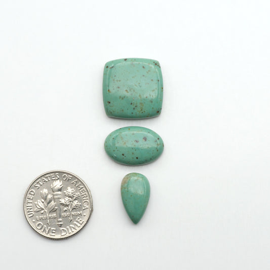 Nacozari turquoise cabochons are striking gemstones known for their vibrant blue to greenish-blue colors and pyrite, these stones are prized in jewelry making.