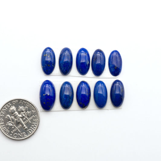Shop natural Lapis Lazuli cabochons with rich blue tones and golden pyrite, perfect for silversmiths and jewelry makers designing custom pieces.