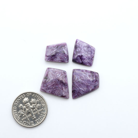 natural Charoite cabochons with vivid violet swirls, perfect for jewelry makers and silversmiths creating rings, pendants, and custom designs.