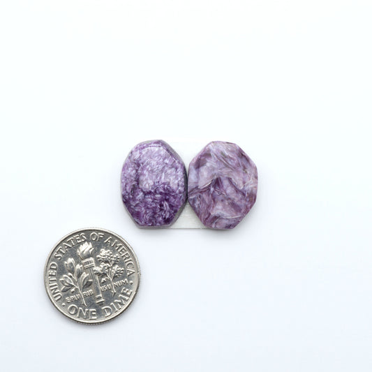 natural Charoite cabochons with vivid violet swirls, perfect for jewelry makers and silversmiths creating rings, pendants, and custom designs.