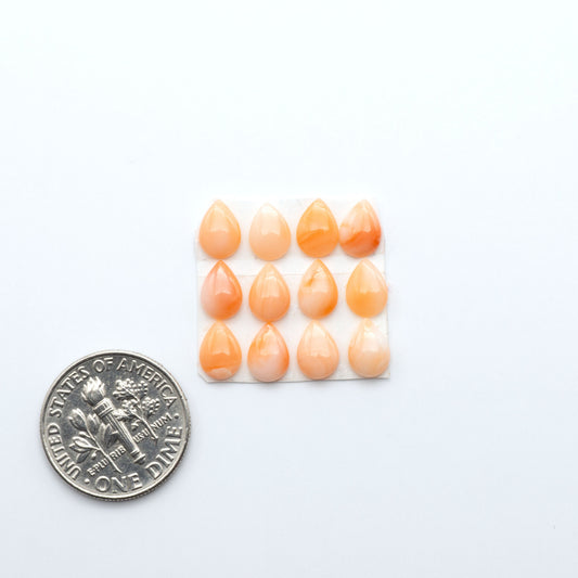 Discover natural pink Coral cabochons with soft salmon hues and smooth polish, ideal for creating timeless handcrafted rings, pendants, and custom designs.