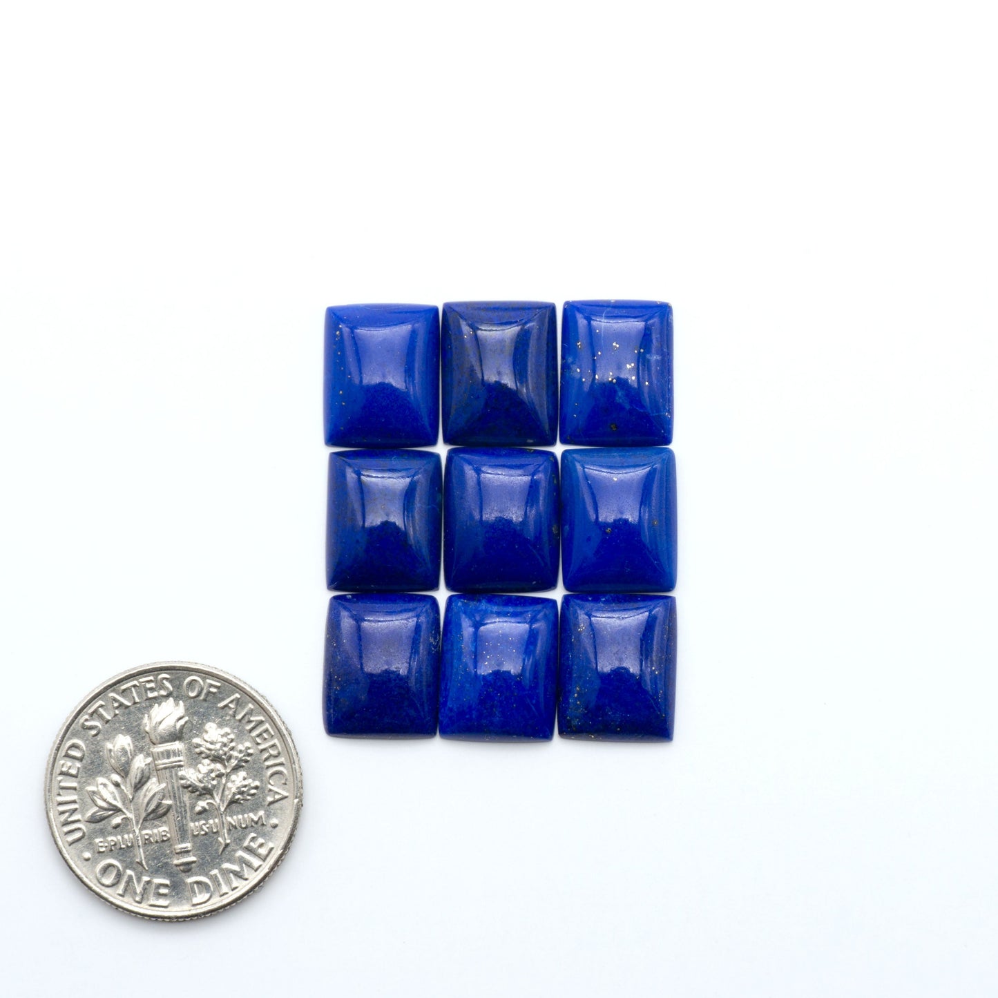 Shop natural Lapis Lazuli cabochons with rich blue tones and golden pyrite, perfect for silversmiths and jewelry makers designing custom pieces.

