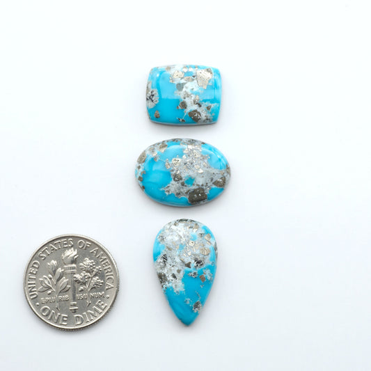 Create stunning handcrafted jewelry with Blue Bird Turquoise Cabochons. Their rich blue color and polish make them perfect for silversmiths and jewelry makers.