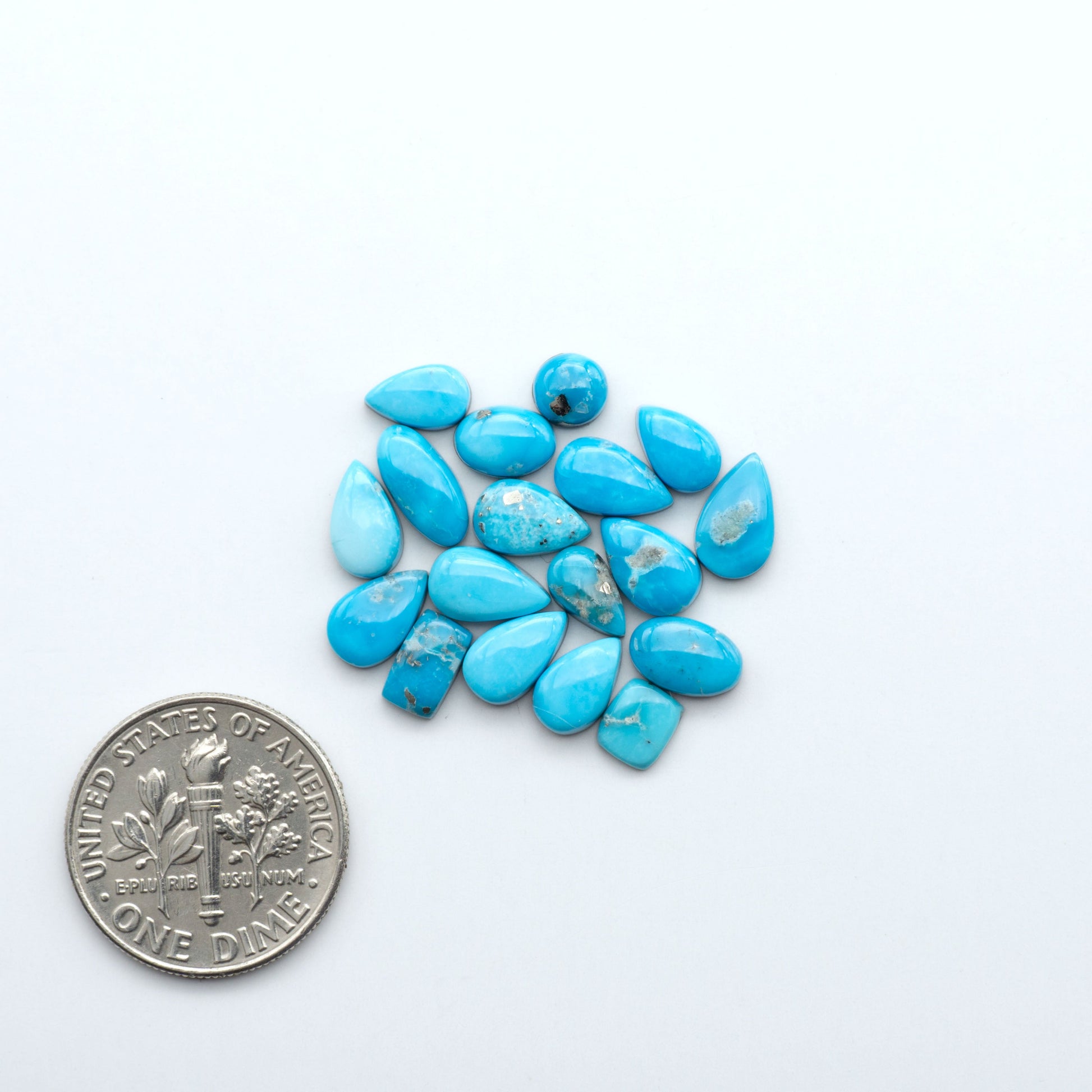 Create stunning handcrafted jewelry with Blue Bird Turquoise Cabochons. Their rich blue color and polish make them perfect for silversmiths and jewelry makers.