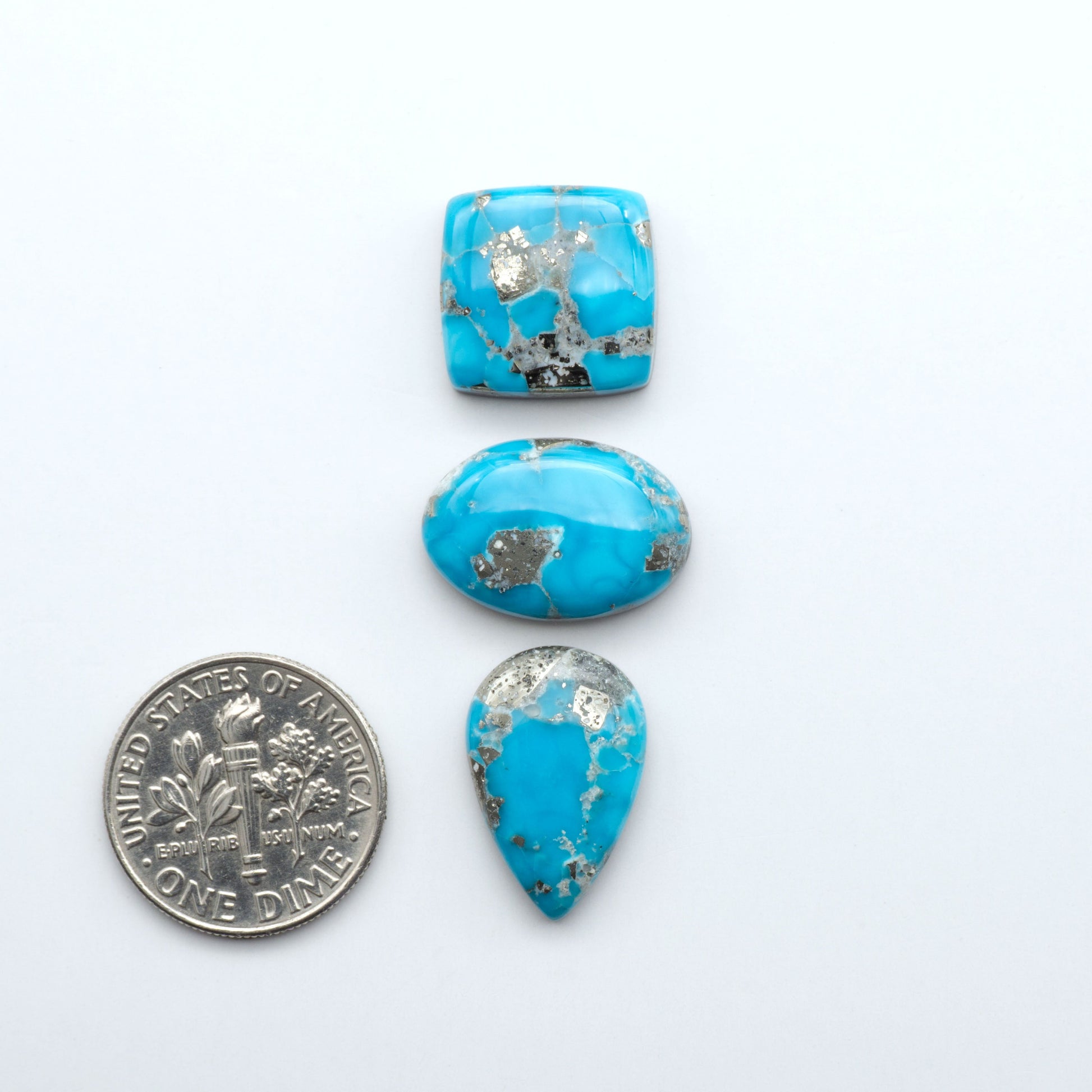 Create stunning handcrafted jewelry with Blue Bird Turquoise Cabochons. Their rich blue color and polish make them perfect for silversmiths and jewelry makers.