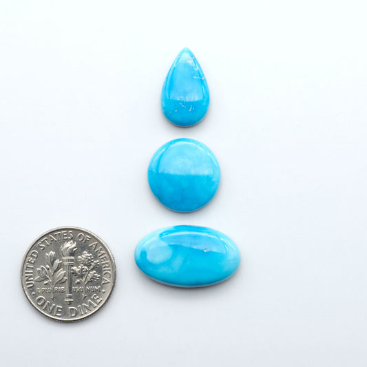 Create stunning handcrafted jewelry with Blue Bird Turquoise Cabochons. Their rich blue color and polish make them perfect for silversmiths and jewelry makers.