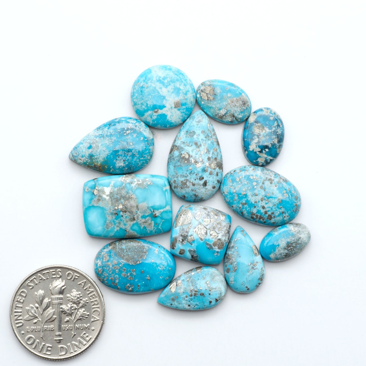 Create stunning handcrafted jewelry with Blue Bird Turquoise Cabochons. Their rich blue color and polish make them perfect for silversmiths and jewelry makers.