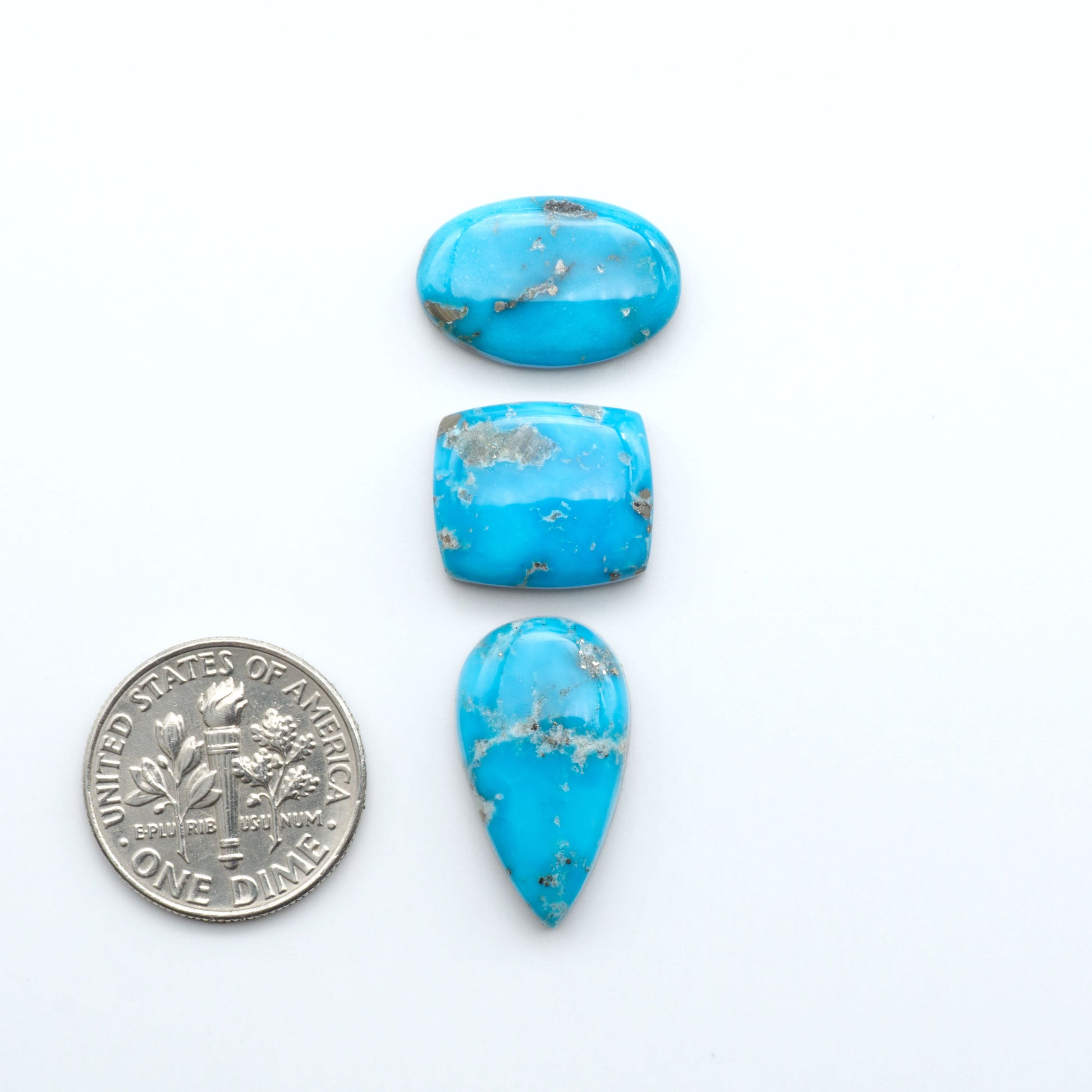 Create stunning handcrafted jewelry with Blue Bird Turquoise Cabochons. Their rich blue color and polish make them perfect for silversmiths and jewelry makers.