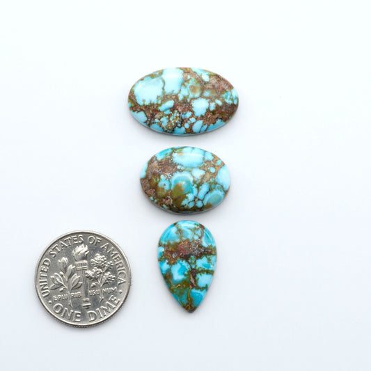 Kingman Turquoise Cabochons are a staple in the jewelry industry, known for their stunning blue-green color. Perfect for necklaces, earrings, and more!