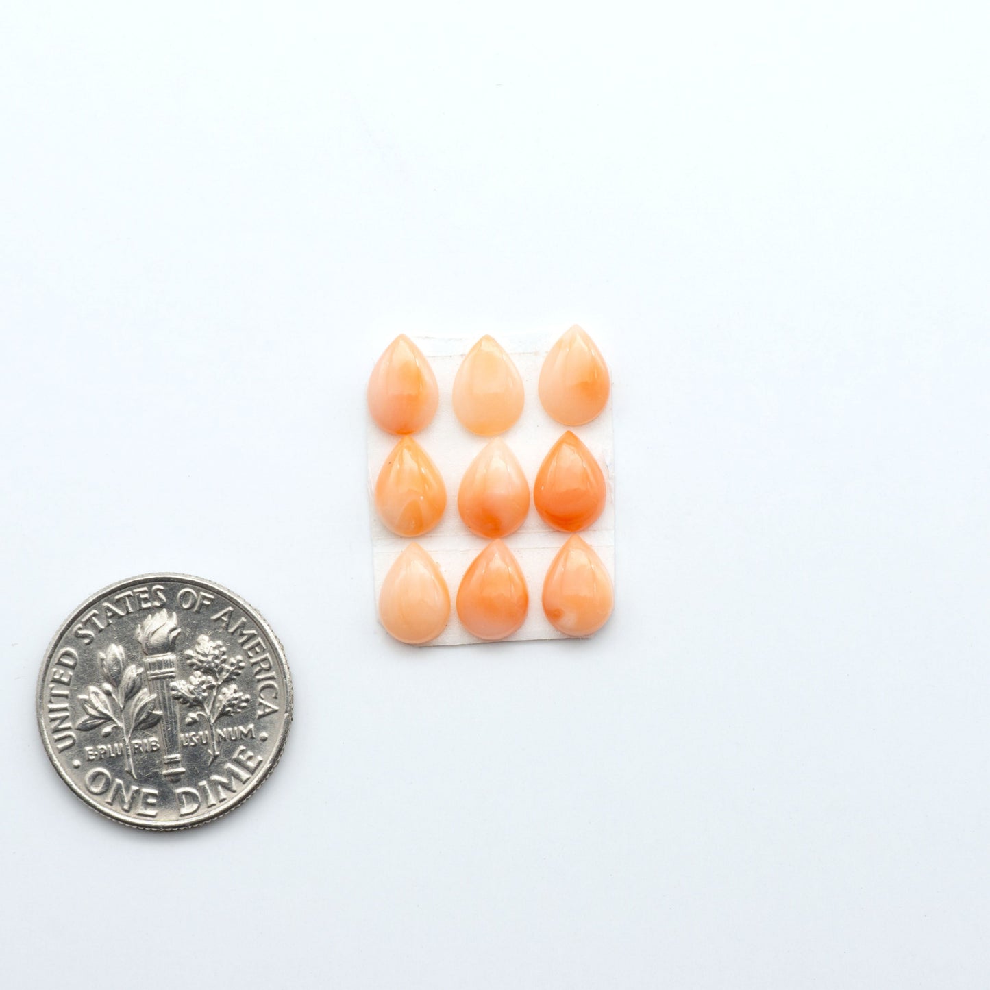 Discover natural pink Coral cabochons with soft salmon hues and smooth polish, ideal for creating timeless handcrafted rings, pendants, and custom designs.