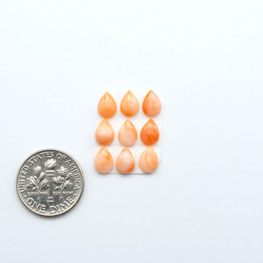 Discover natural pink Coral cabochons with soft salmon hues and smooth polish, ideal for creating timeless handcrafted rings, pendants, and custom designs.