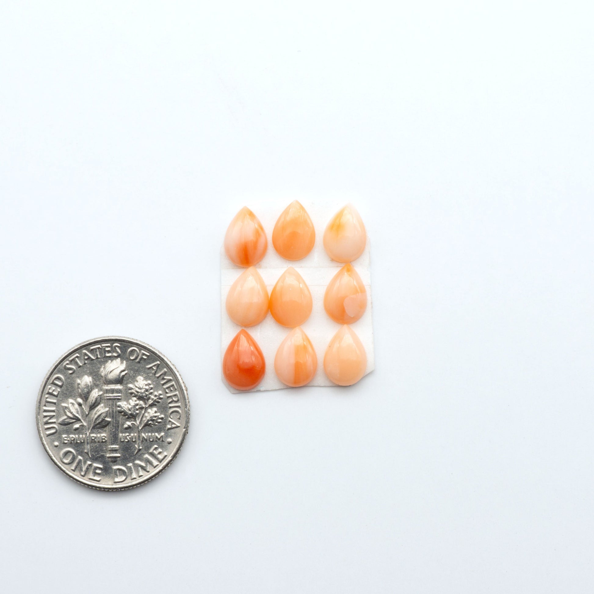 Discover natural pink Coral cabochons with soft salmon hues and smooth polish, ideal for creating timeless handcrafted rings, pendants, and custom designs.