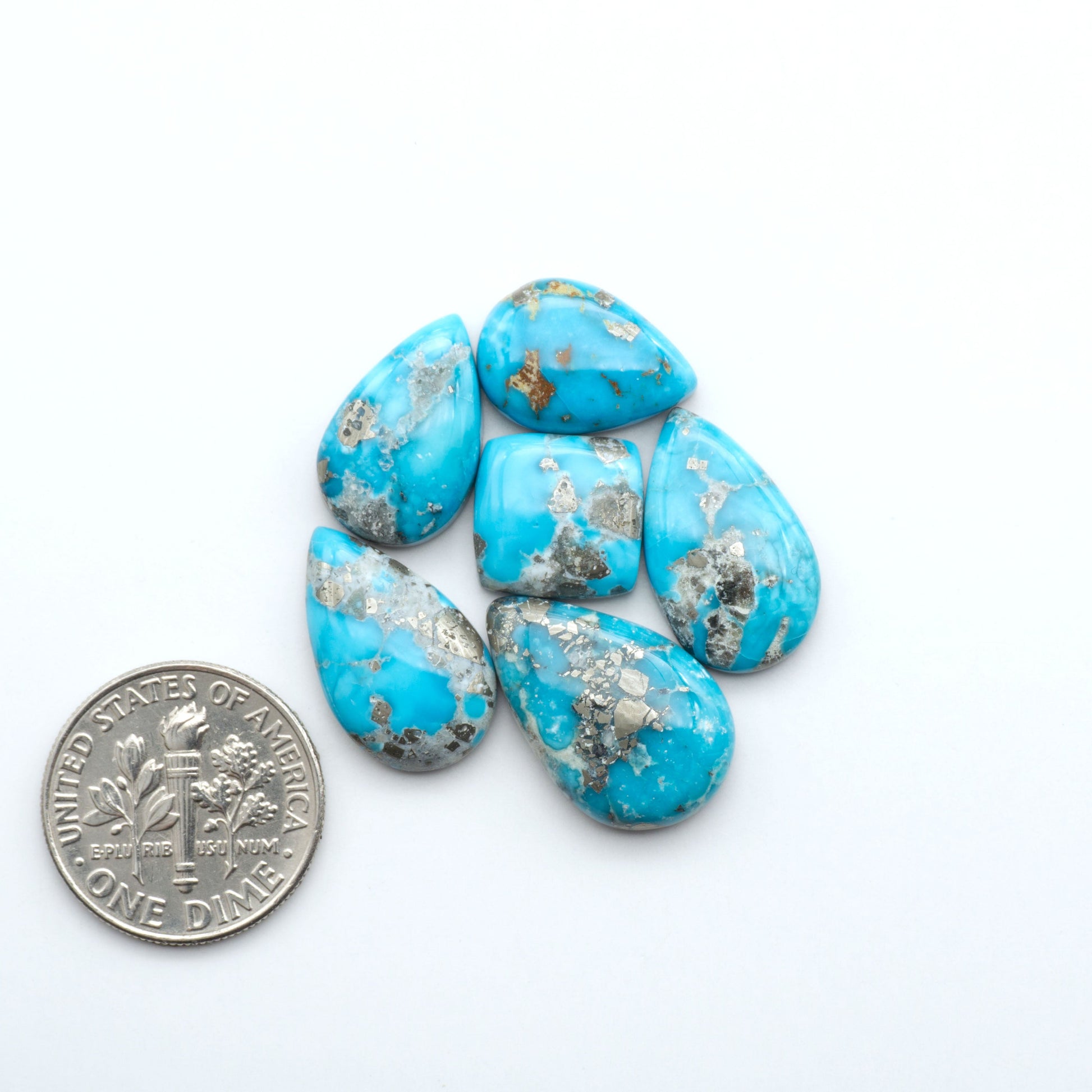 Create stunning handcrafted jewelry with Blue Bird Turquoise Cabochons. Their rich blue color and polish make them perfect for silversmiths and jewelry makers.