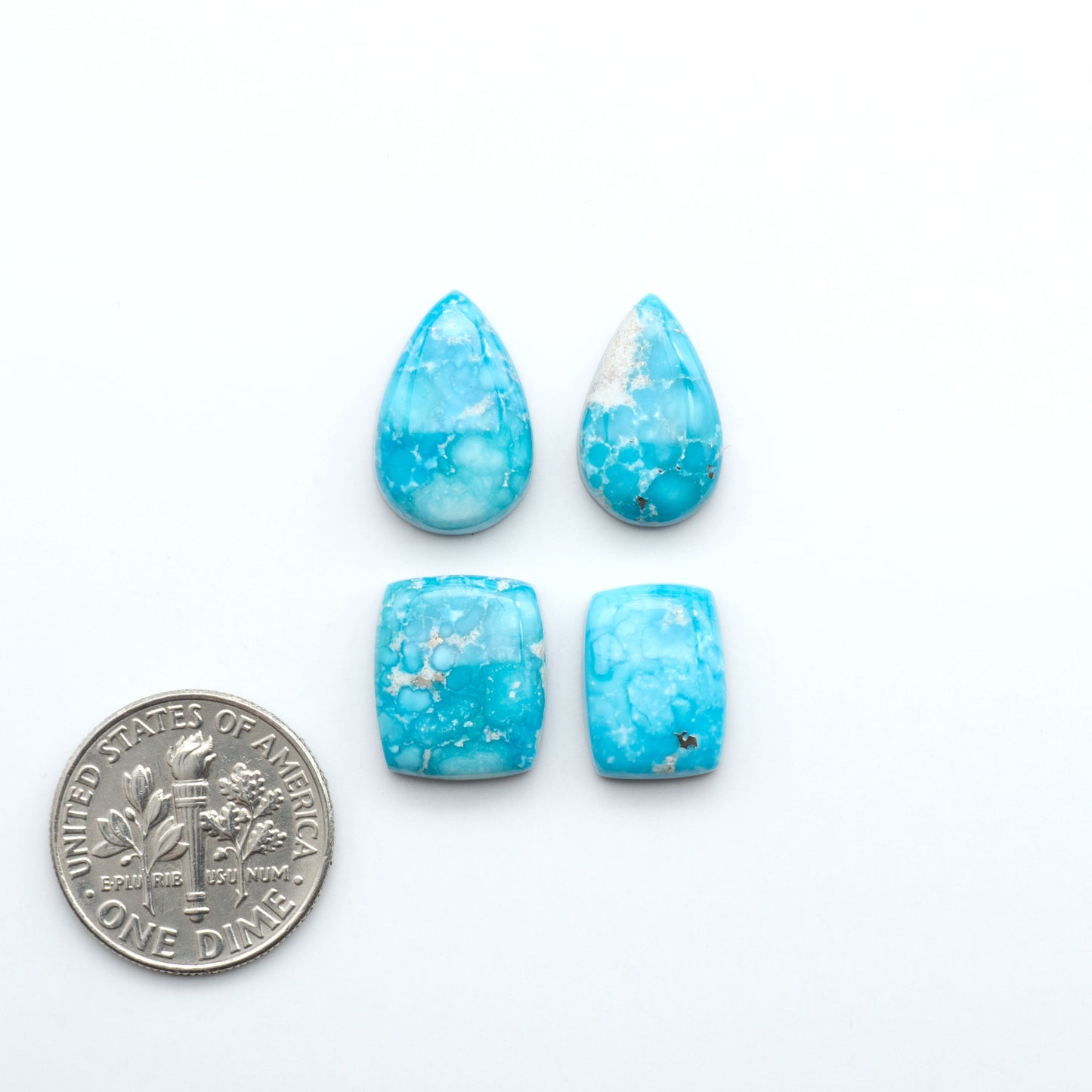 Create stunning handcrafted jewelry with Blue Bird Turquoise Cabochons. Their rich blue color and polish make them perfect for silversmiths and jewelry makers.