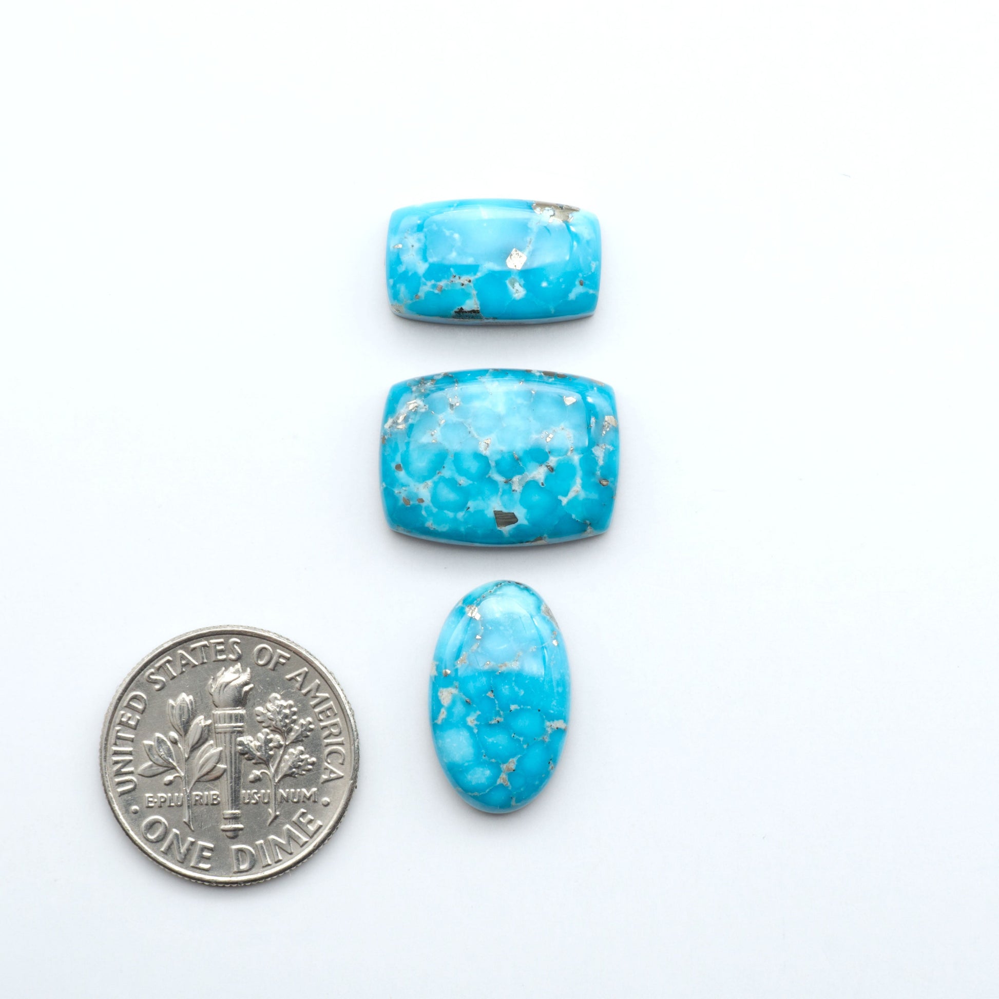 Create stunning handcrafted jewelry with Blue Bird Turquoise Cabochons. Their rich blue color and polish make them perfect for silversmiths and jewelry makers.