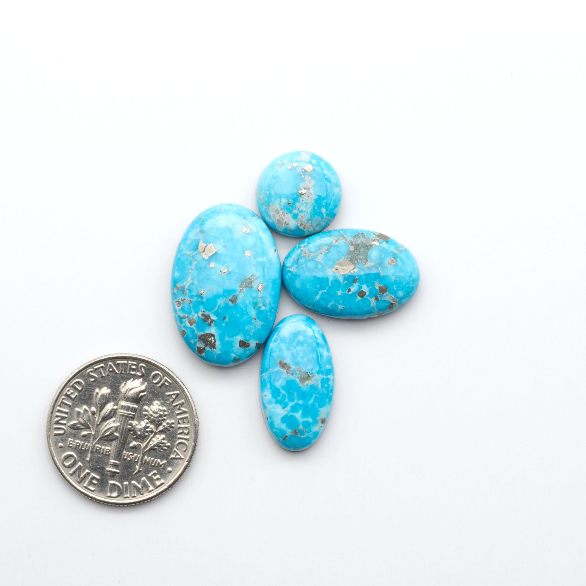 Create stunning handcrafted jewelry with Blue Bird Turquoise Cabochons. Their rich blue color and polish make them perfect for silversmiths and jewelry makers.