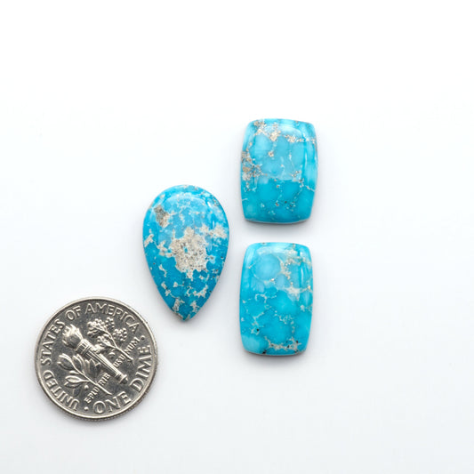 Create stunning handcrafted jewelry with Blue Bird Turquoise Cabochons. Their rich blue color and polish make them perfect for silversmiths and jewelry makers.