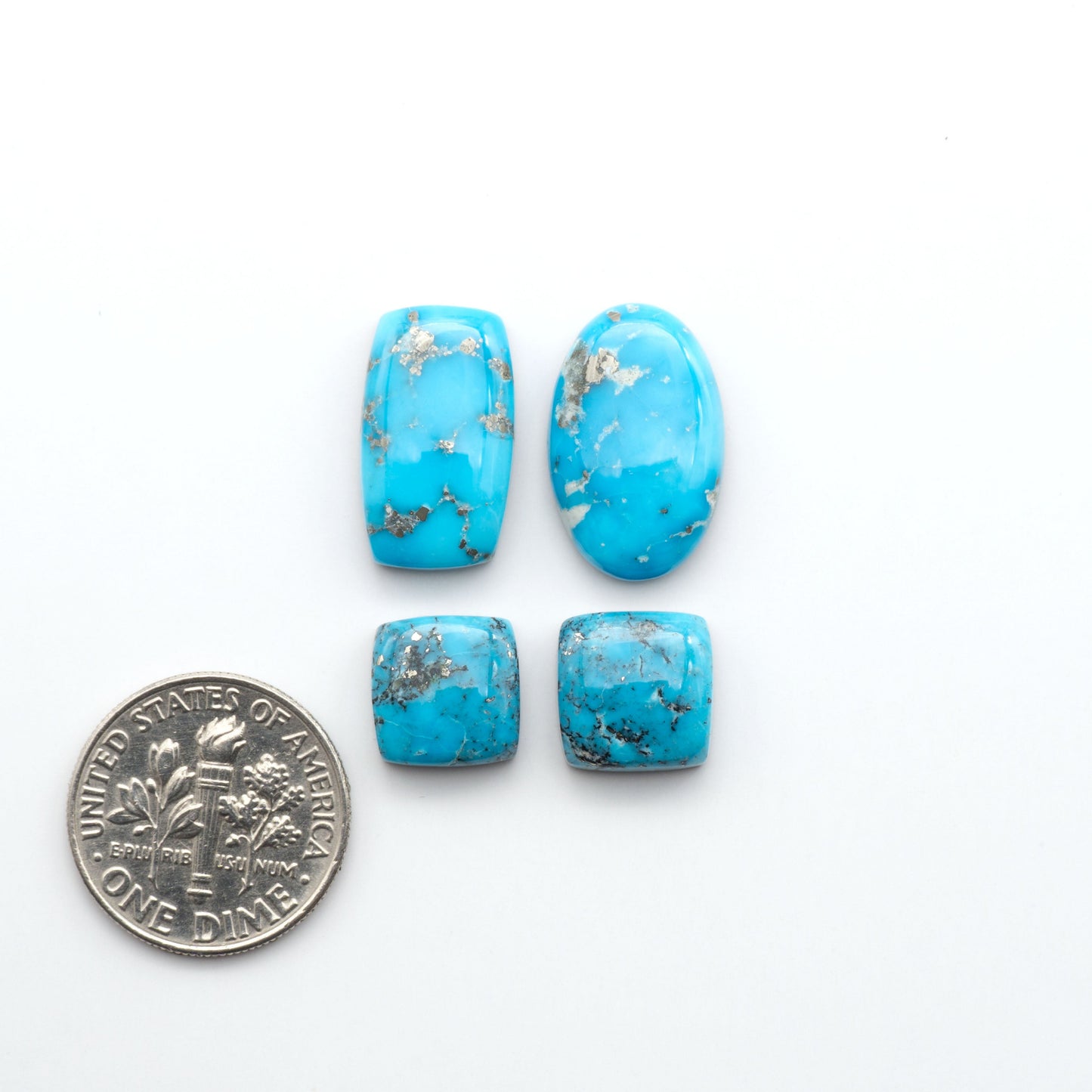 Create stunning handcrafted jewelry with Blue Bird Turquoise Cabochons. Their rich blue color and polish make them perfect for silversmiths and jewelry makers.