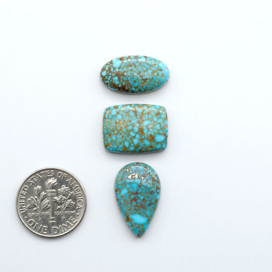Kingman Turquoise Cabochons are a staple in the jewelry industry, known for their stunning blue-green color. Perfect for necklaces, earrings, and more!

