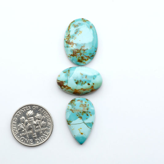 Add a touch of beauty to your collection with our stunning Pilot Mountain Turquoise Cabochons. Perfect for jewelry making each piece is truly one-of-a-kind.