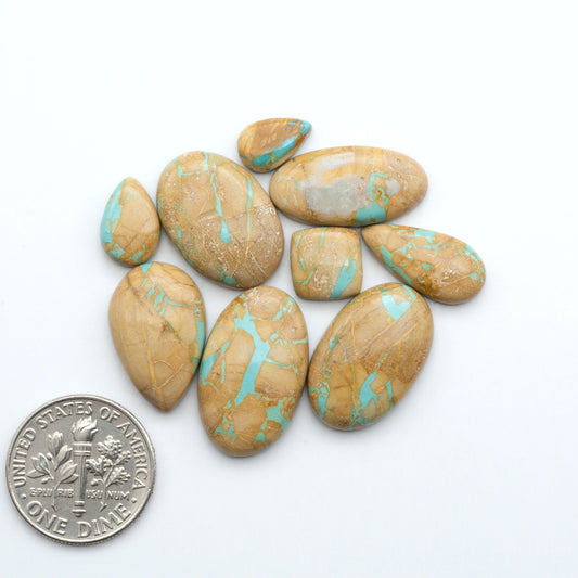 These Crow Springs Ribbon Turquoise Cabochons have a rich color and matrix that are sure to add a unique touch to a variety of jewelry pieces.