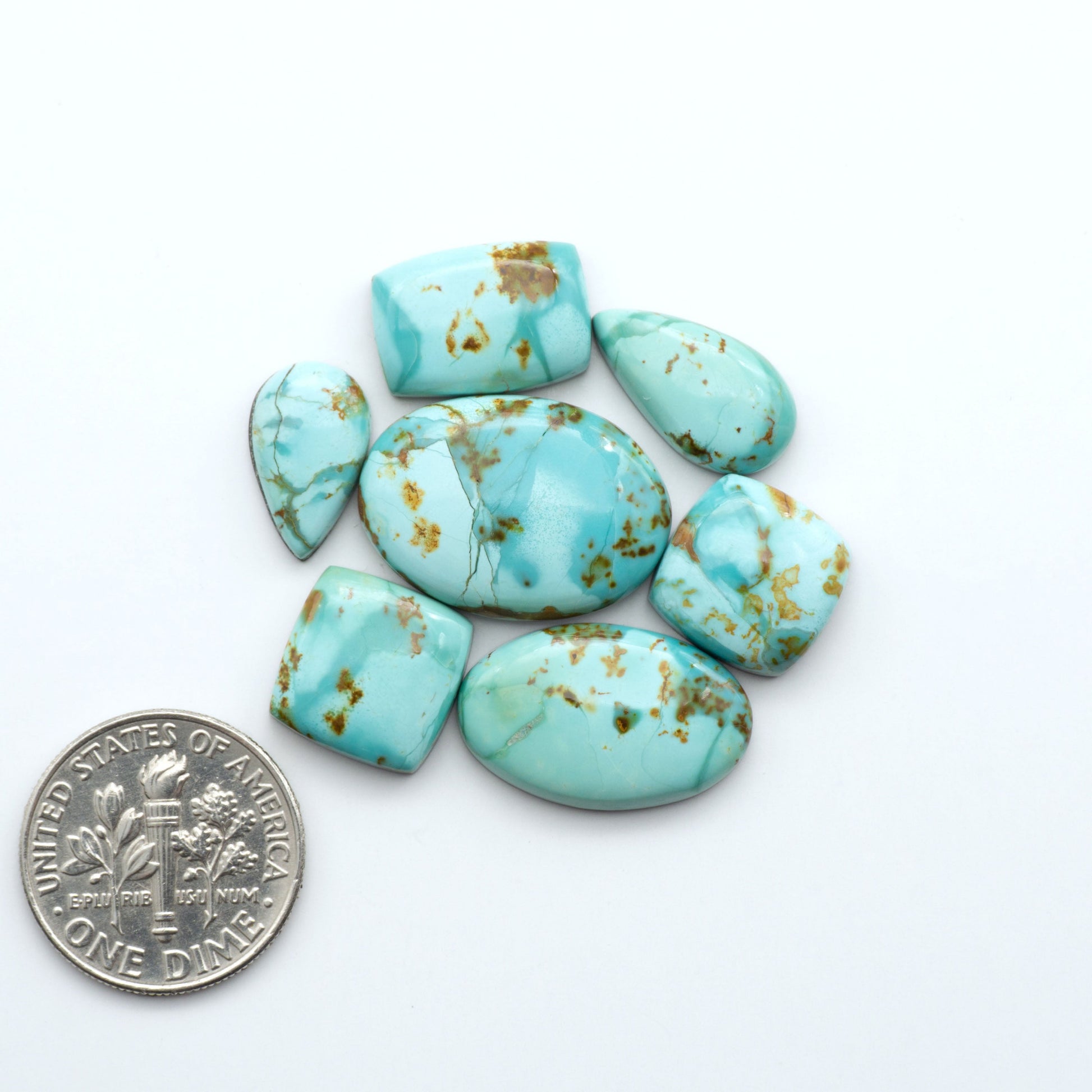 Add a touch of beauty to your collection with our stunning Pilot Mountain Turquoise Cabochons. Perfect for jewelry making each piece is truly one-of-a-kind.