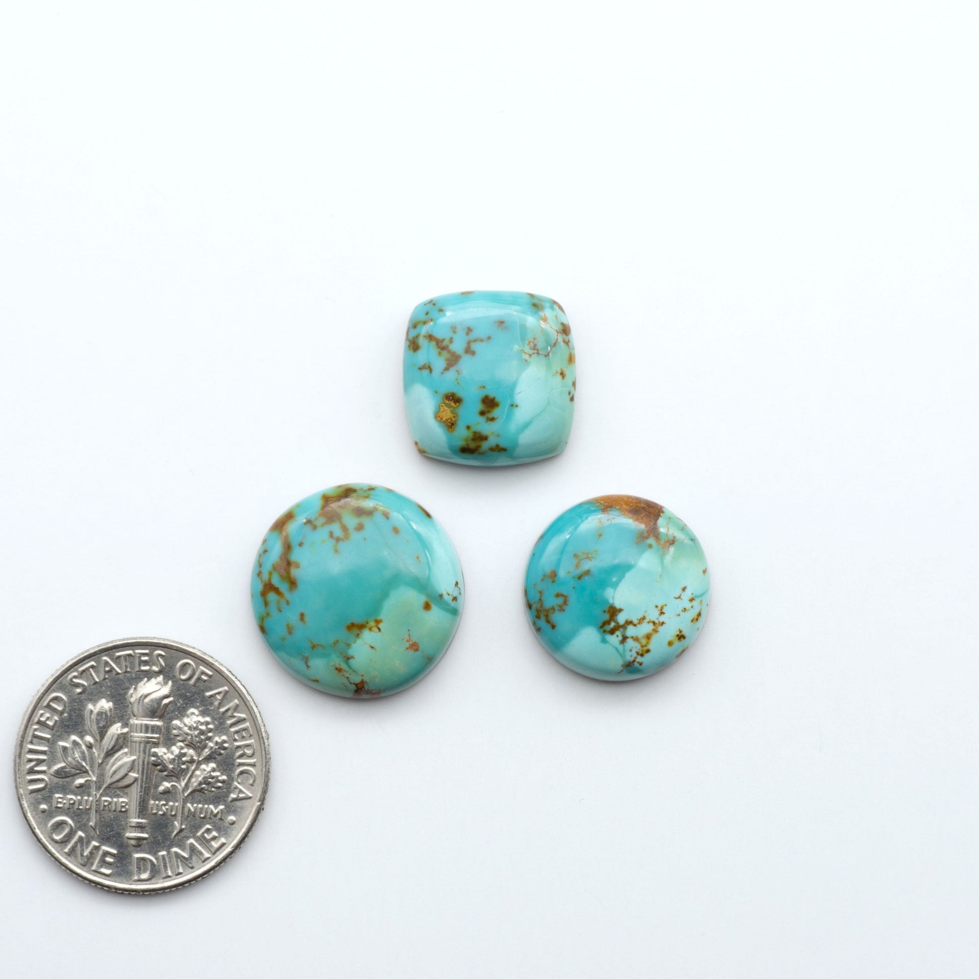Add a touch of beauty to your collection with our stunning Pilot Mountain Turquoise Cabochons. Perfect for jewelry making each piece is truly one-of-a-kind.