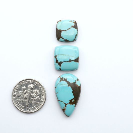 Number 8 Turquoise Cabochons have been selected for their quality and unique appearance. Don't miss the chance to add a one-of-a-kind piece to your collection.