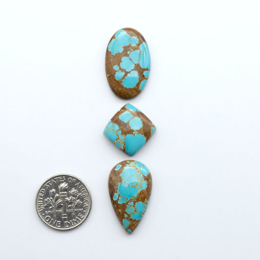 Number 8 Turquoise Cabochons have been selected for their quality and unique appearance. Don't miss the chance to add a one-of-a-kind piece to your collection.