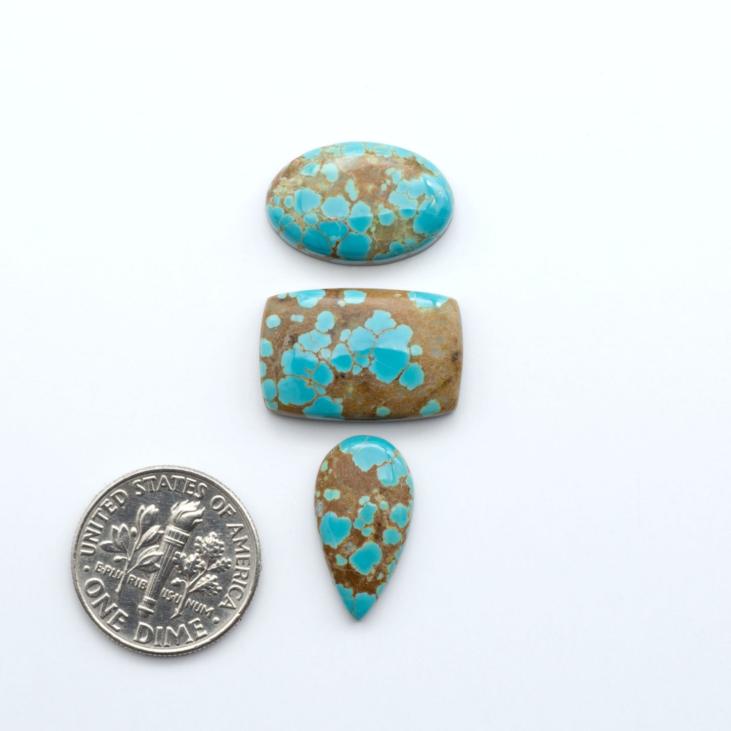 Number 8 Turquoise Cabochons have been selected for their quality and unique appearance. Don't miss the chance to add a one-of-a-kind piece to your collection.