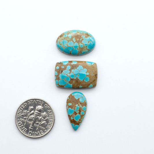 Number 8 Turquoise Cabochons have been selected for their quality and unique appearance. Don't miss the chance to add a one-of-a-kind piece to your collection.