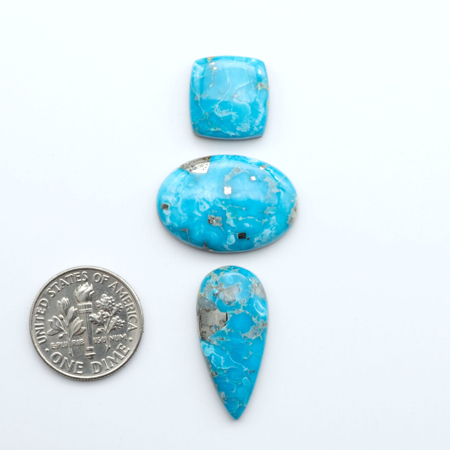 Create stunning handcrafted jewelry with Blue Bird Turquoise Cabochons. Their rich blue color and polish make them perfect for silversmiths and jewelry makers.