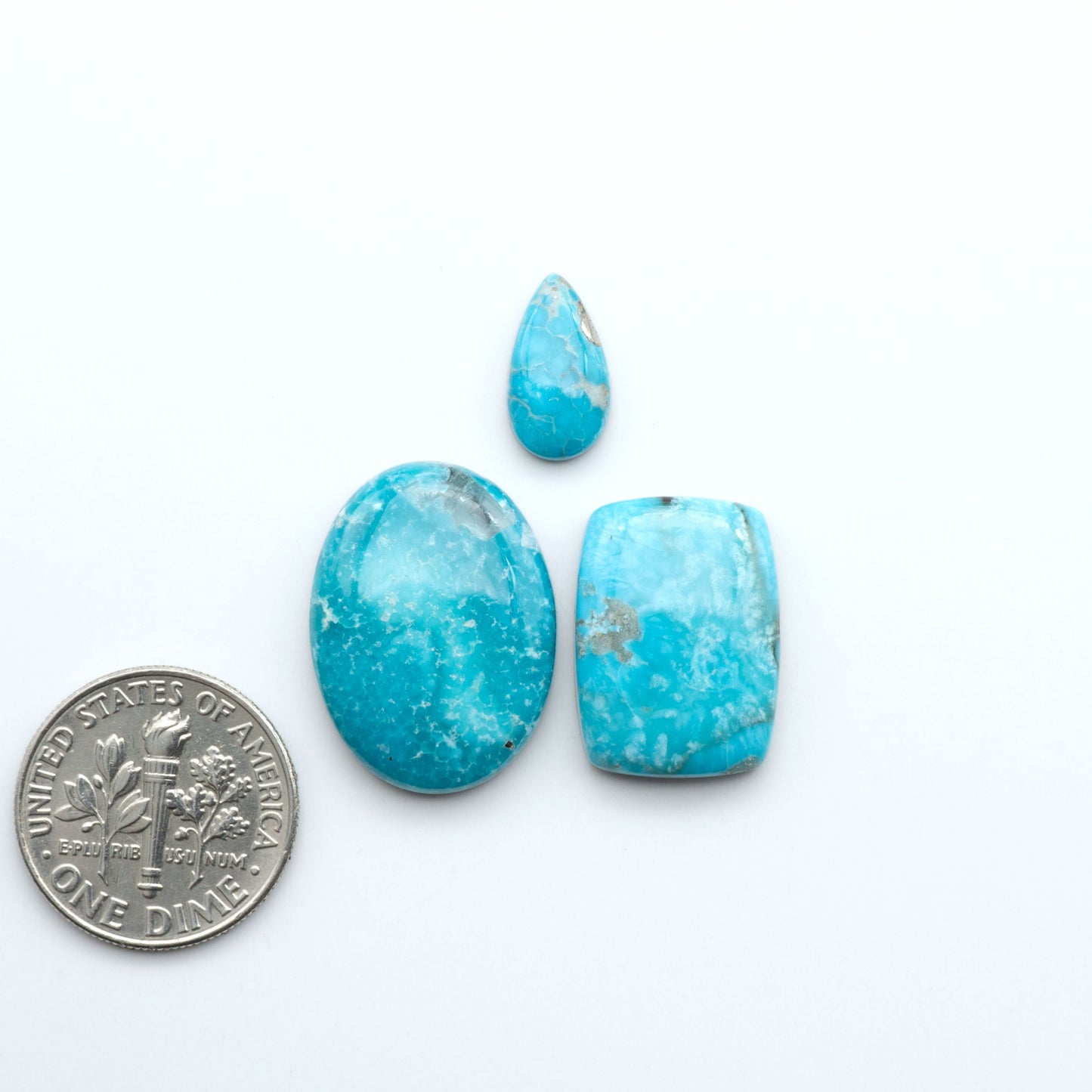 Create stunning handcrafted jewelry with Blue Bird Turquoise Cabochons. Their rich blue color and polish make them perfect for silversmiths and jewelry makers.