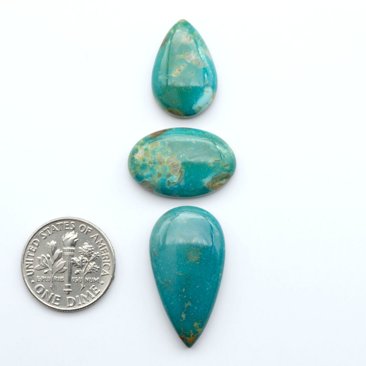Experience the beauty of Turquoise Mountain Cabochons. With their distinctive blue and green color, these gemstones are perfect for any jewelry piece.