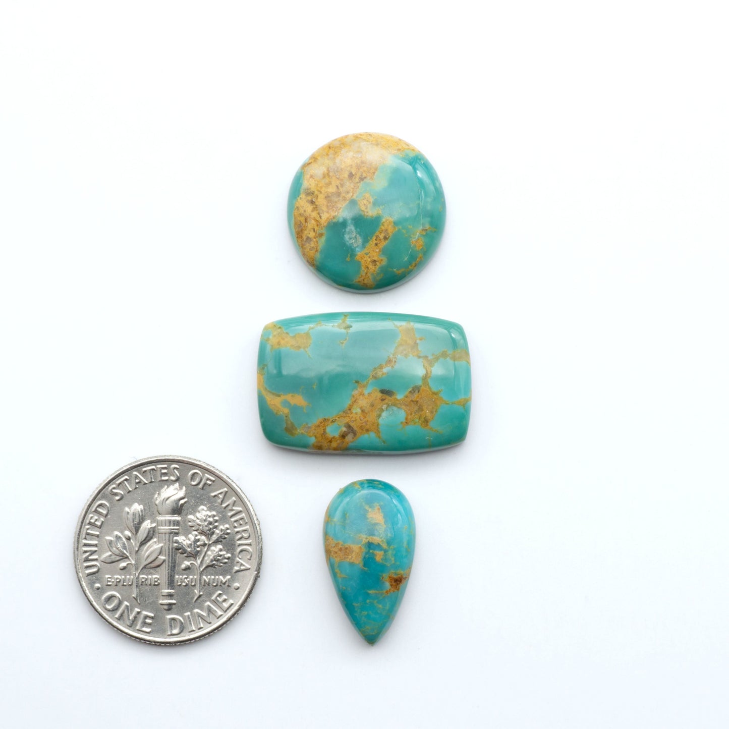 Experience the beauty of Turquoise Mountain Cabochons. With their distinctive blue and green color, these gemstones are perfect for any jewelry piece.
