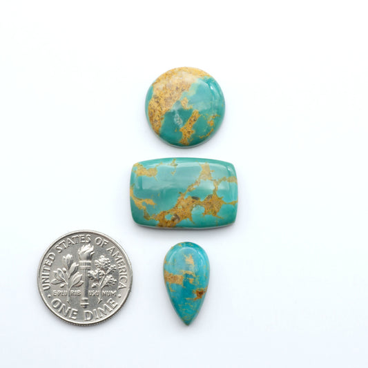 Experience the beauty of Turquoise Mountain Cabochons. With their distinctive blue and green color, these gemstones are perfect for any jewelry piece.