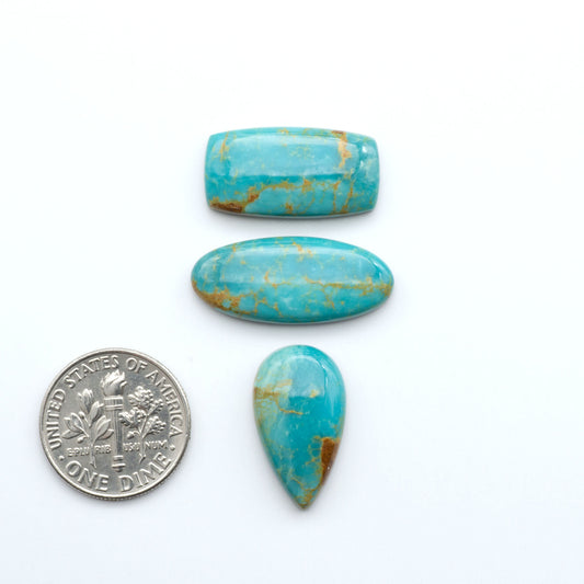 Experience the beauty of Turquoise Mountain Cabochons. With their distinctive blue and green color, these gemstones are perfect for any jewelry piece.