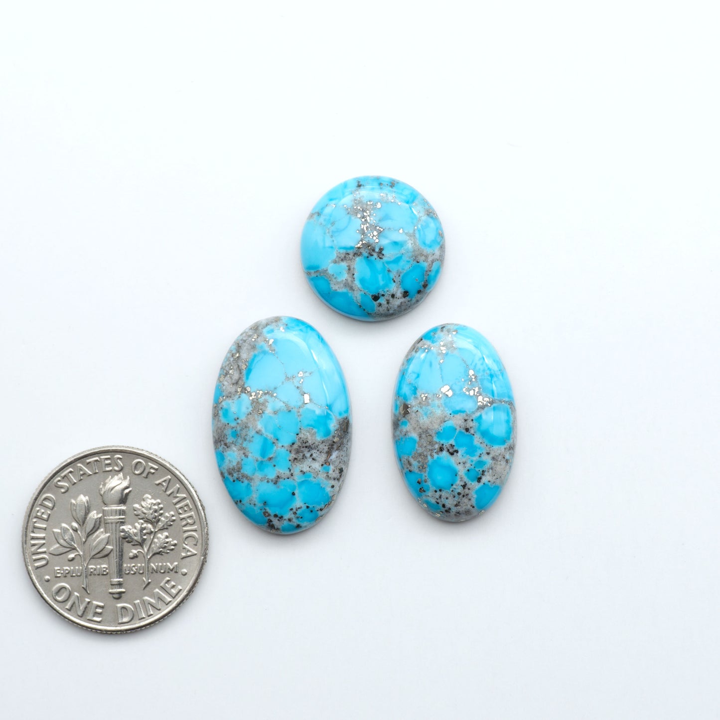 Create stunning handcrafted jewelry with Blue Bird Turquoise Cabochons. Their rich blue color and polish make them perfect for silversmiths and jewelry makers.