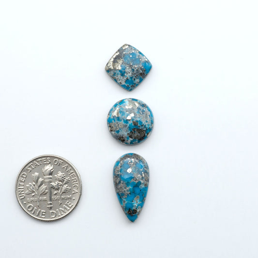 Create stunning handcrafted jewelry with Blue Bird Turquoise Cabochons. Their rich blue color and polish make them perfect for silversmiths and jewelry makers.